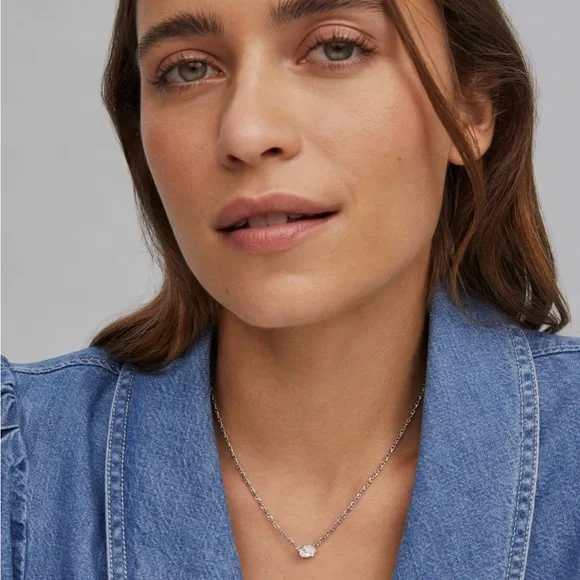 Kendra Scott Cailin Silver Pendant Necklace in White CZ - Picture 2 of 8